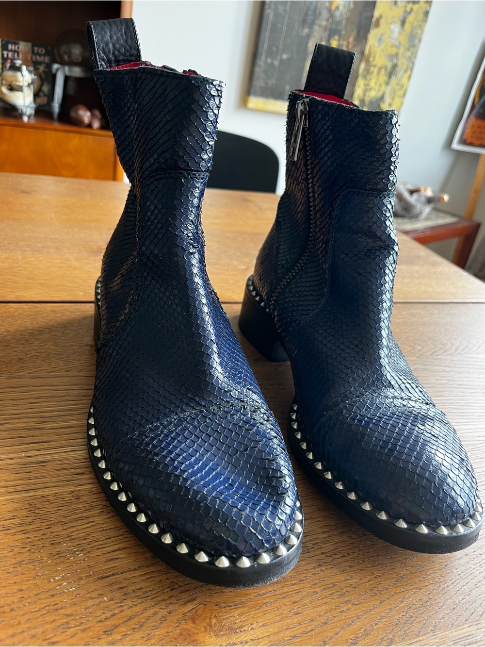 Cobalt blue leather textured boots by Zadig & Voltaire Sz 39 - Picture 15 of 17